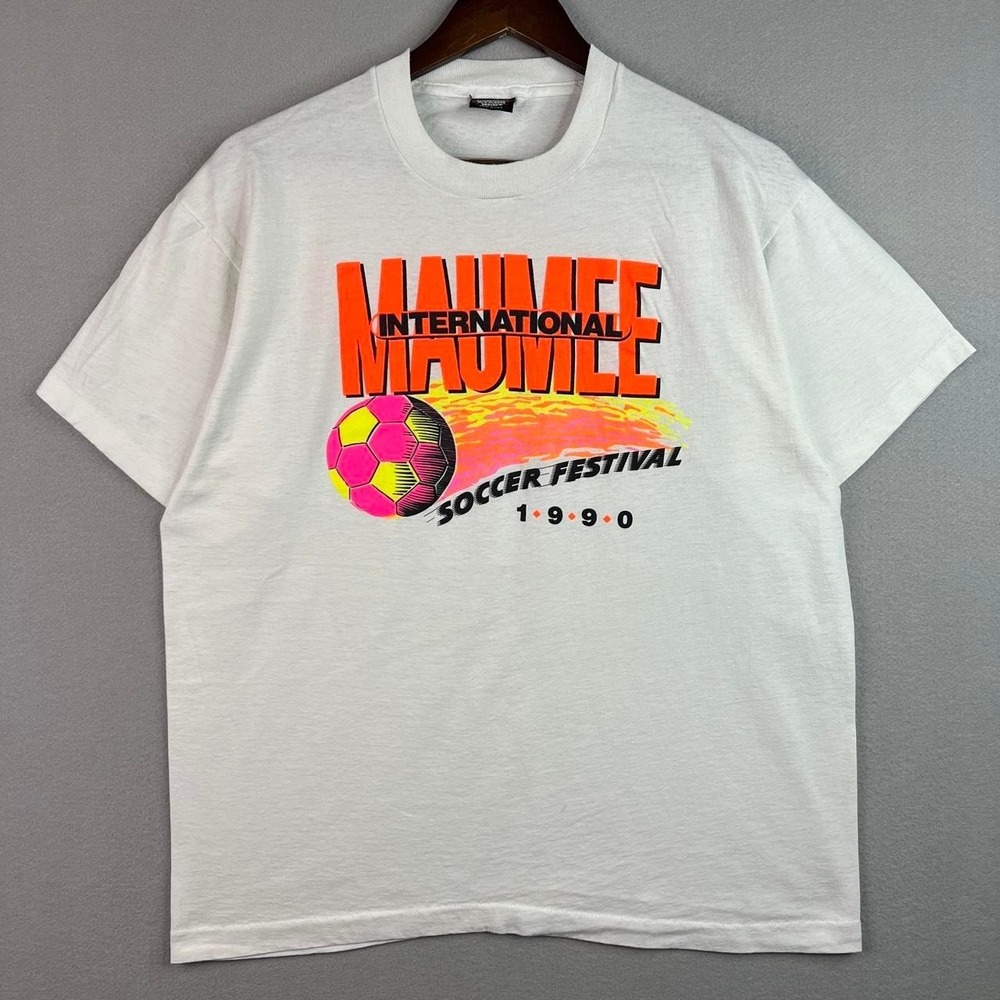 Maumee International Soccer Festival 1990 White Tee Shirt L